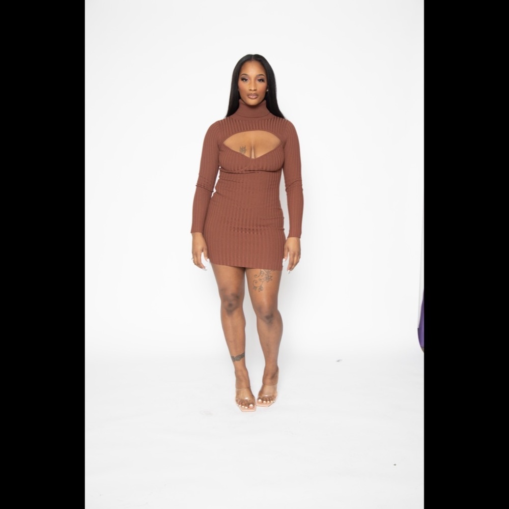 Coco Brown Cut-Out Sweater Dress - Picture 8 of 9
